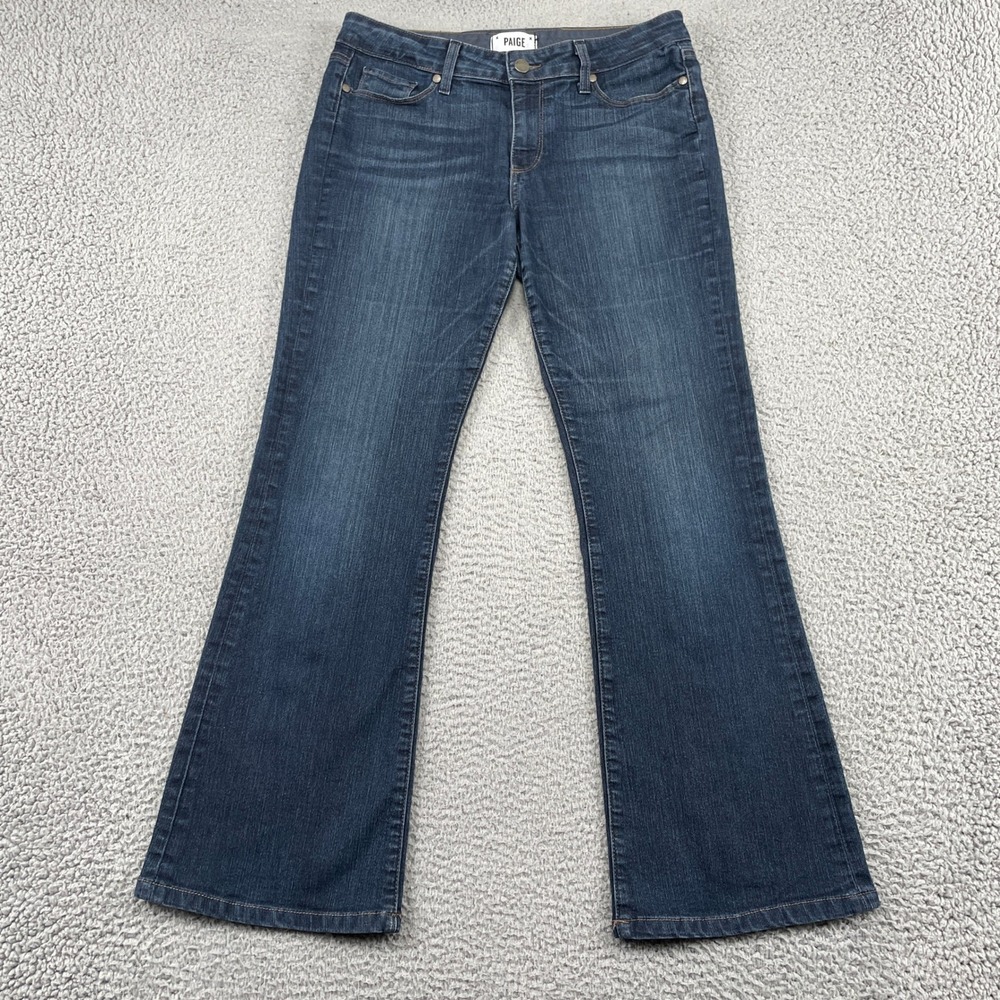 PAIGE Jeans Women 30 Blue Skyline Boot Bootcut Stretch Mid Rise Dark Wash Denim